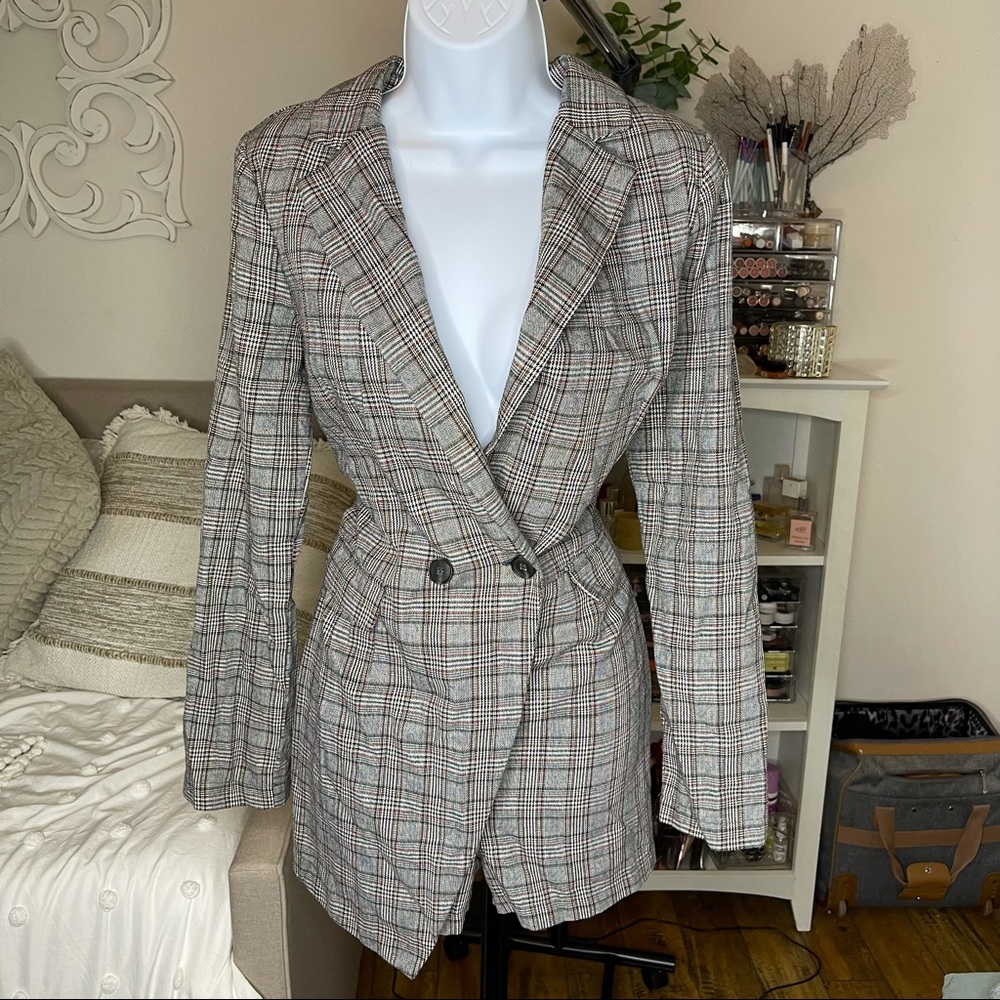 Fashion Nova plaid blazer romper